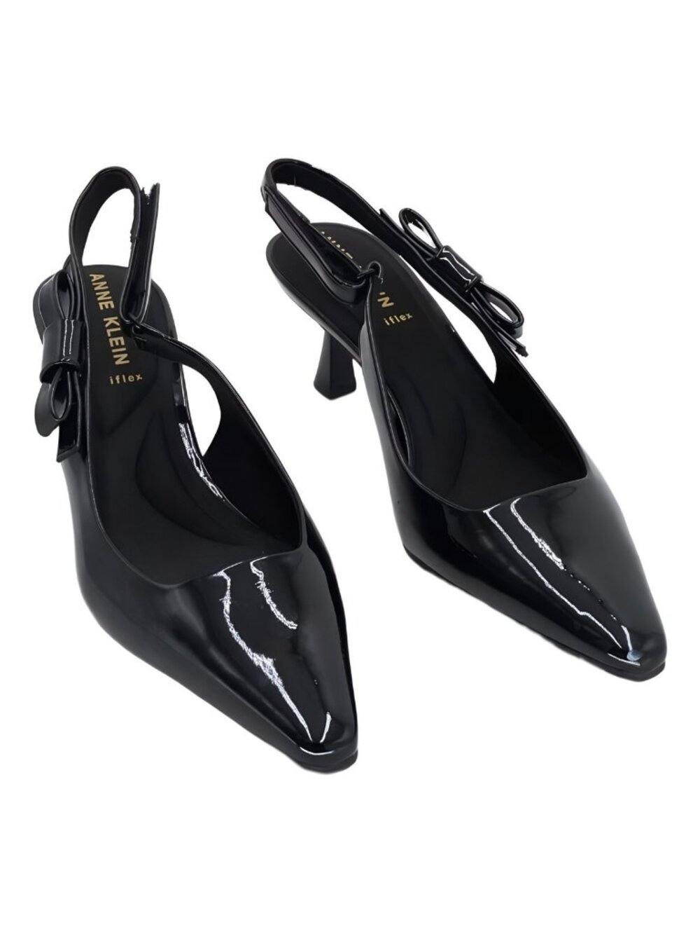 Anne Klein Carmel Slingback Heels Black Patent US 6